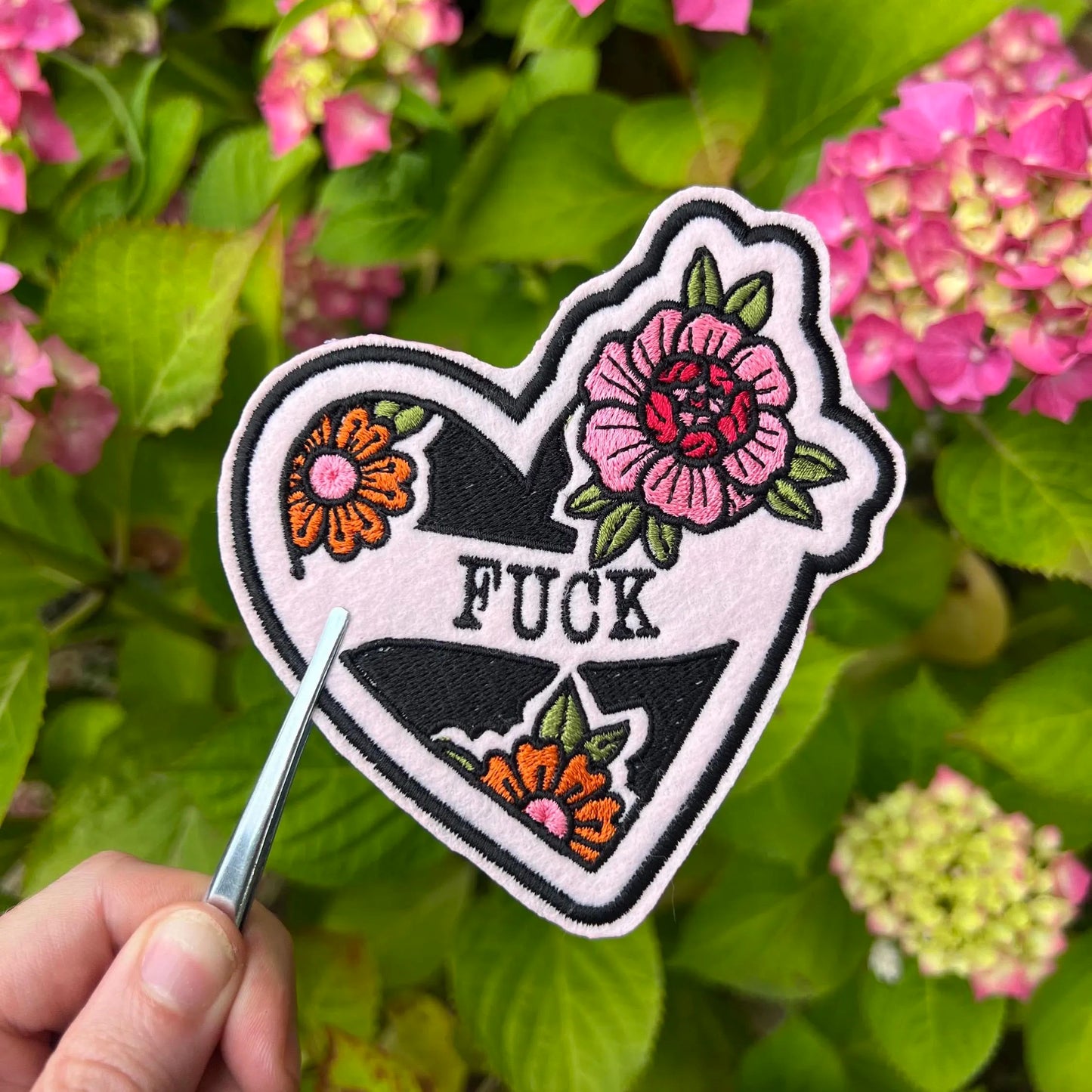 Pink Heart Tattoo Iron On Patch