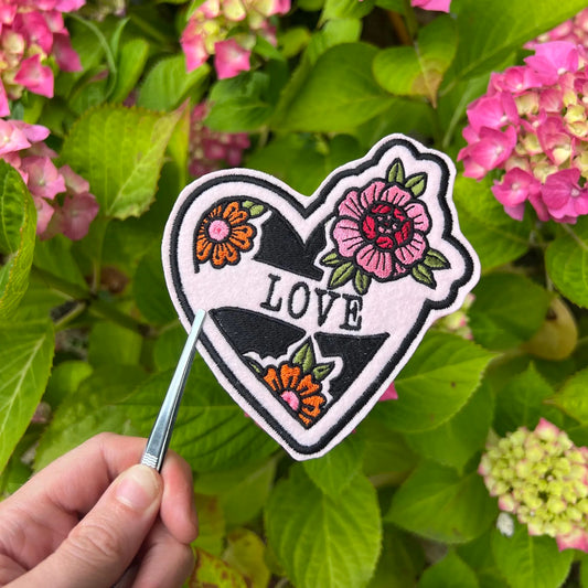 Pink Heart Tattoo Iron On Patch