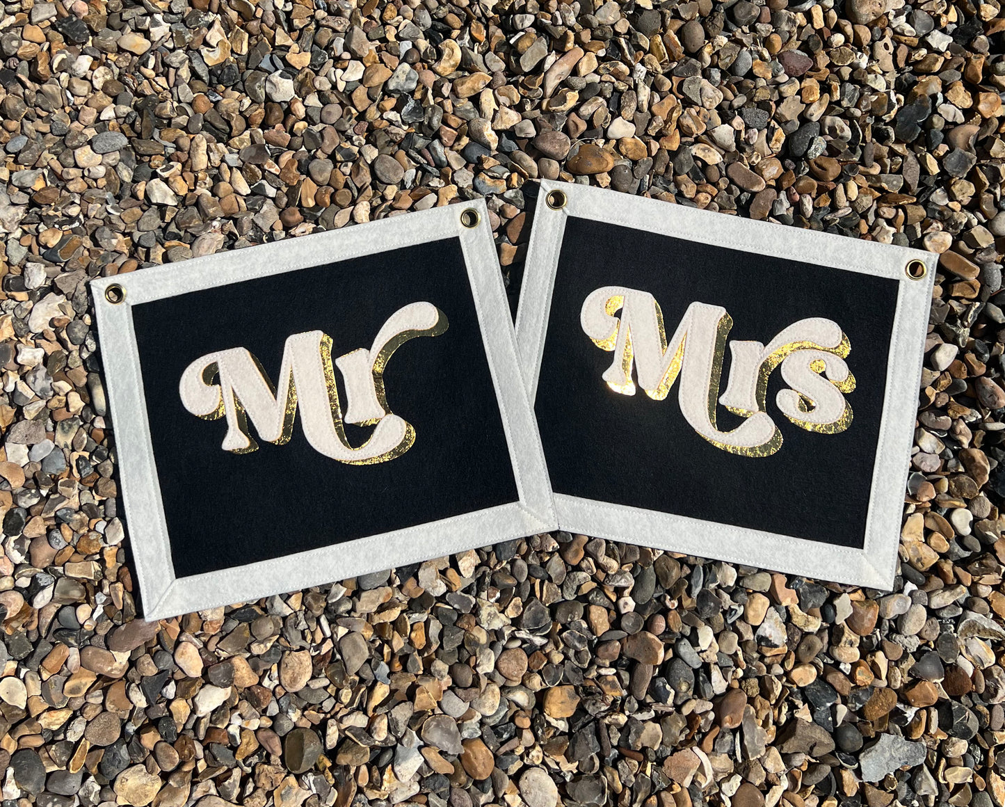 Mr & Mrs Pair of Felt Banners