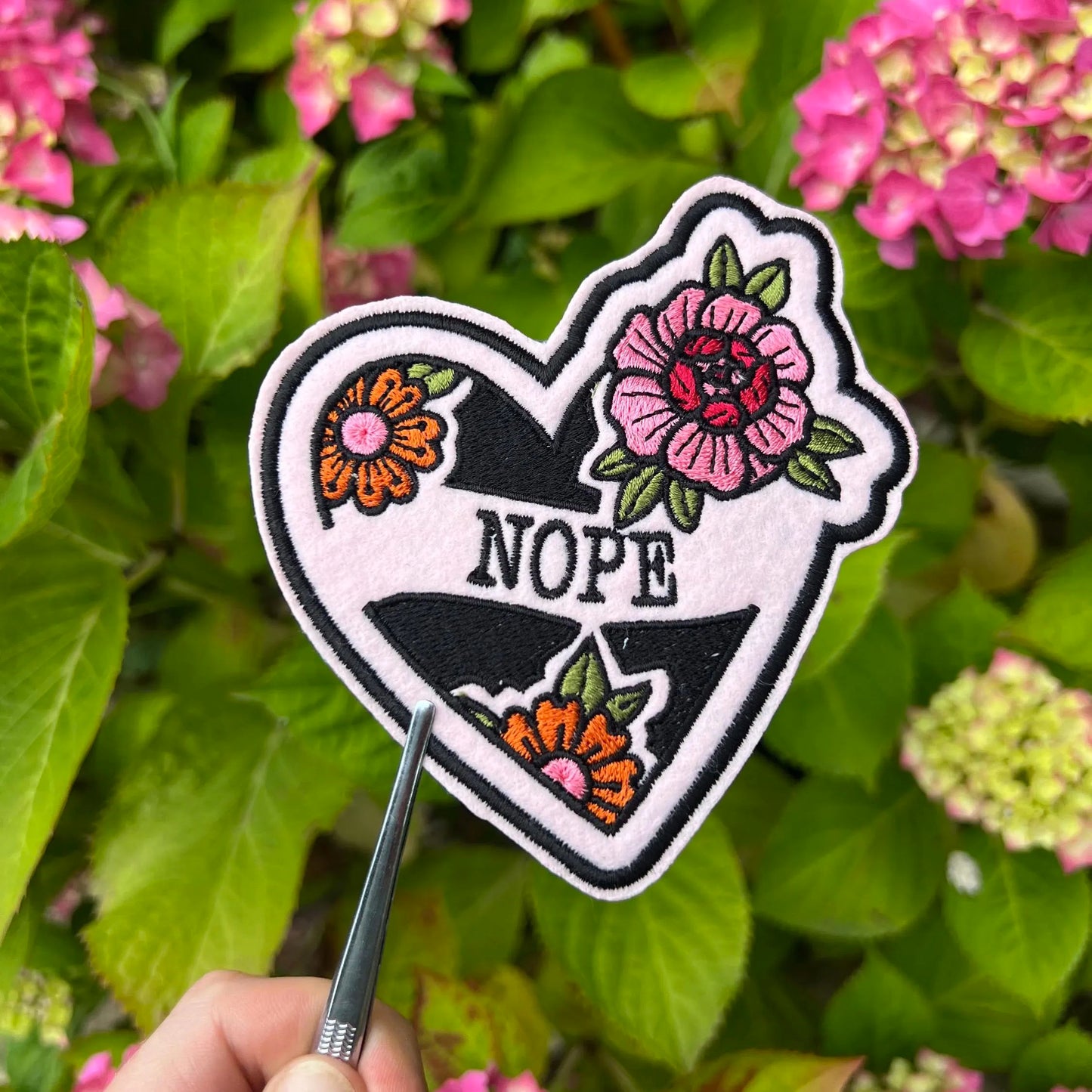 Pink Heart Tattoo Iron On Patch