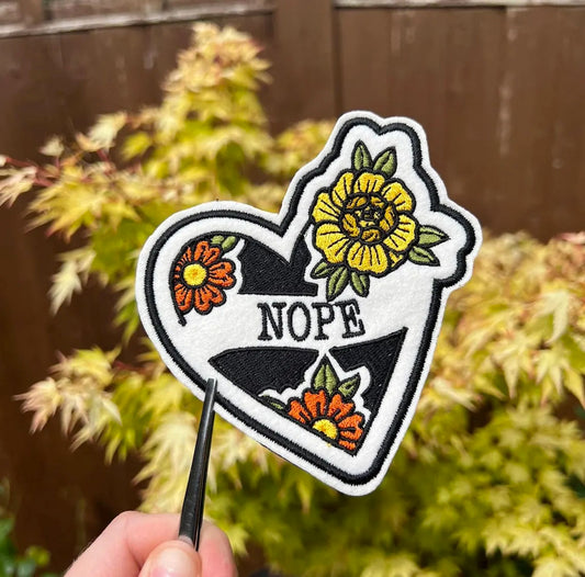 White Heart Tattoo Iron On Patch