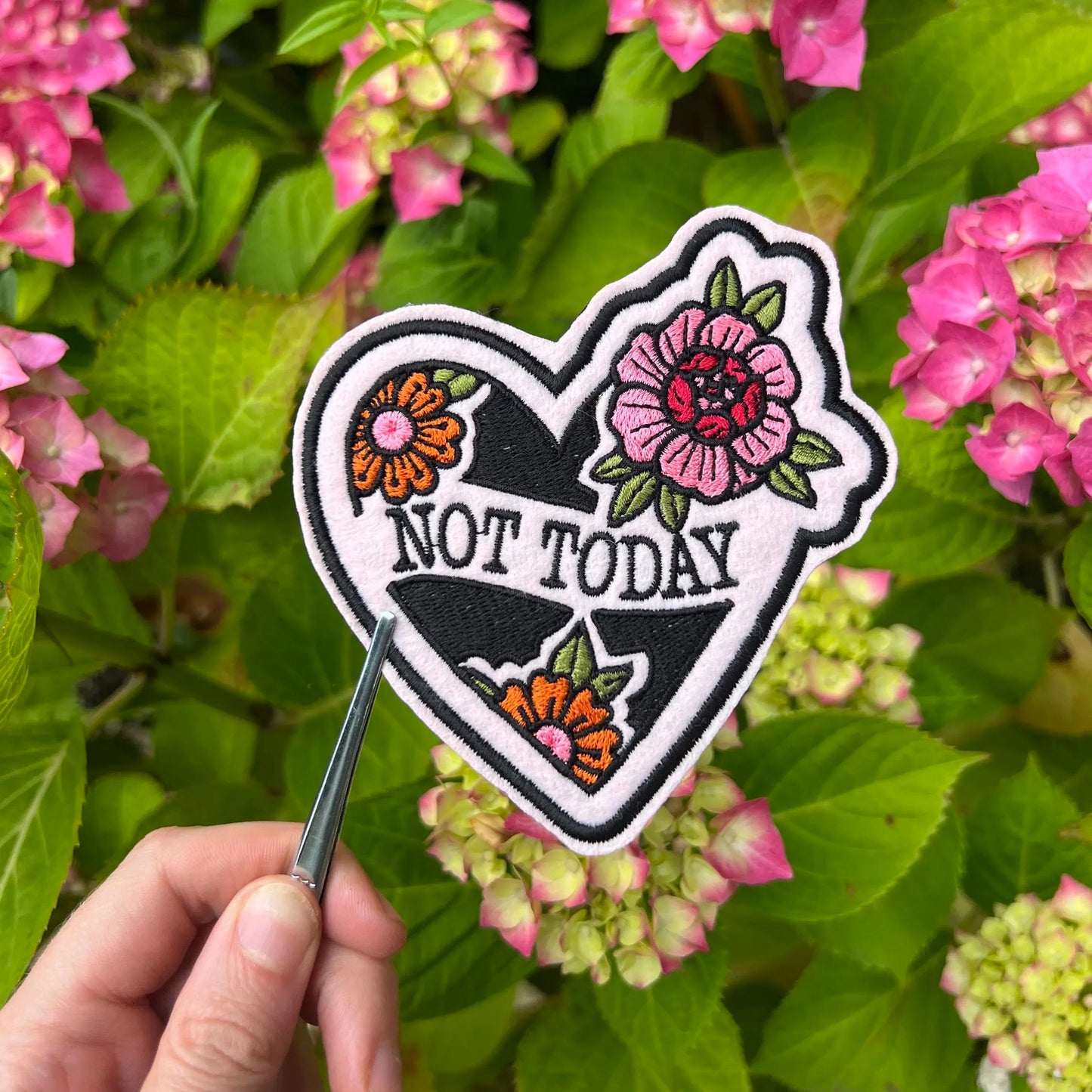 Pink Heart Tattoo Iron On Patch