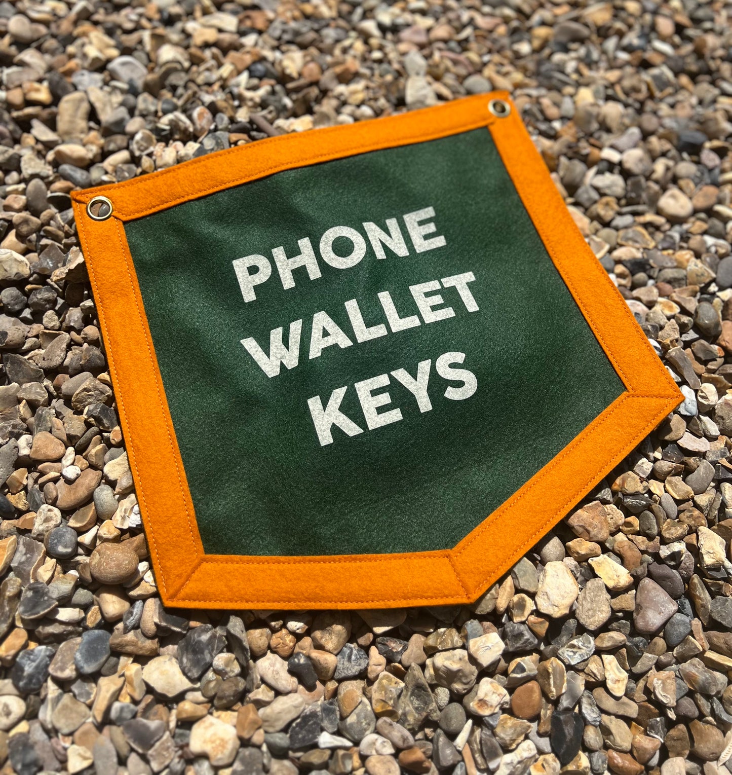 Phone Wallet Keys Dark Green & Amber Banner