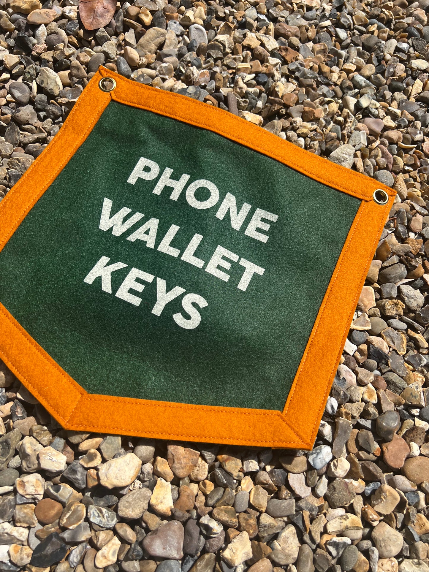 Phone Wallet Keys Dark Green & Amber Banner