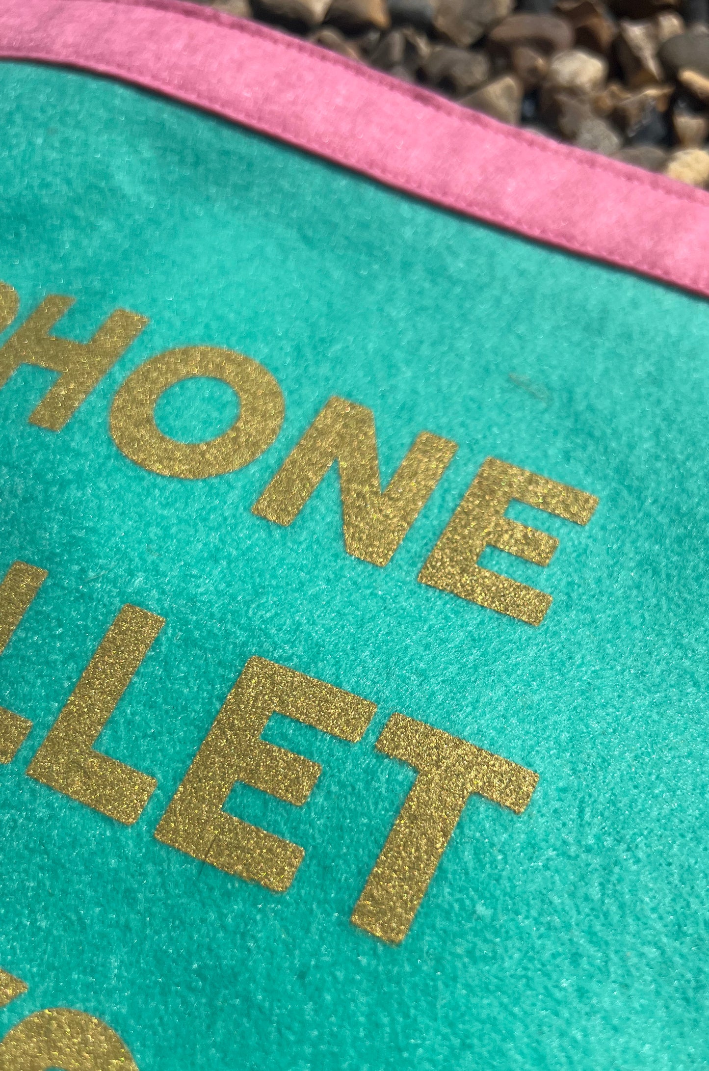 Phone Wallet Keys Teal & Pink Banner