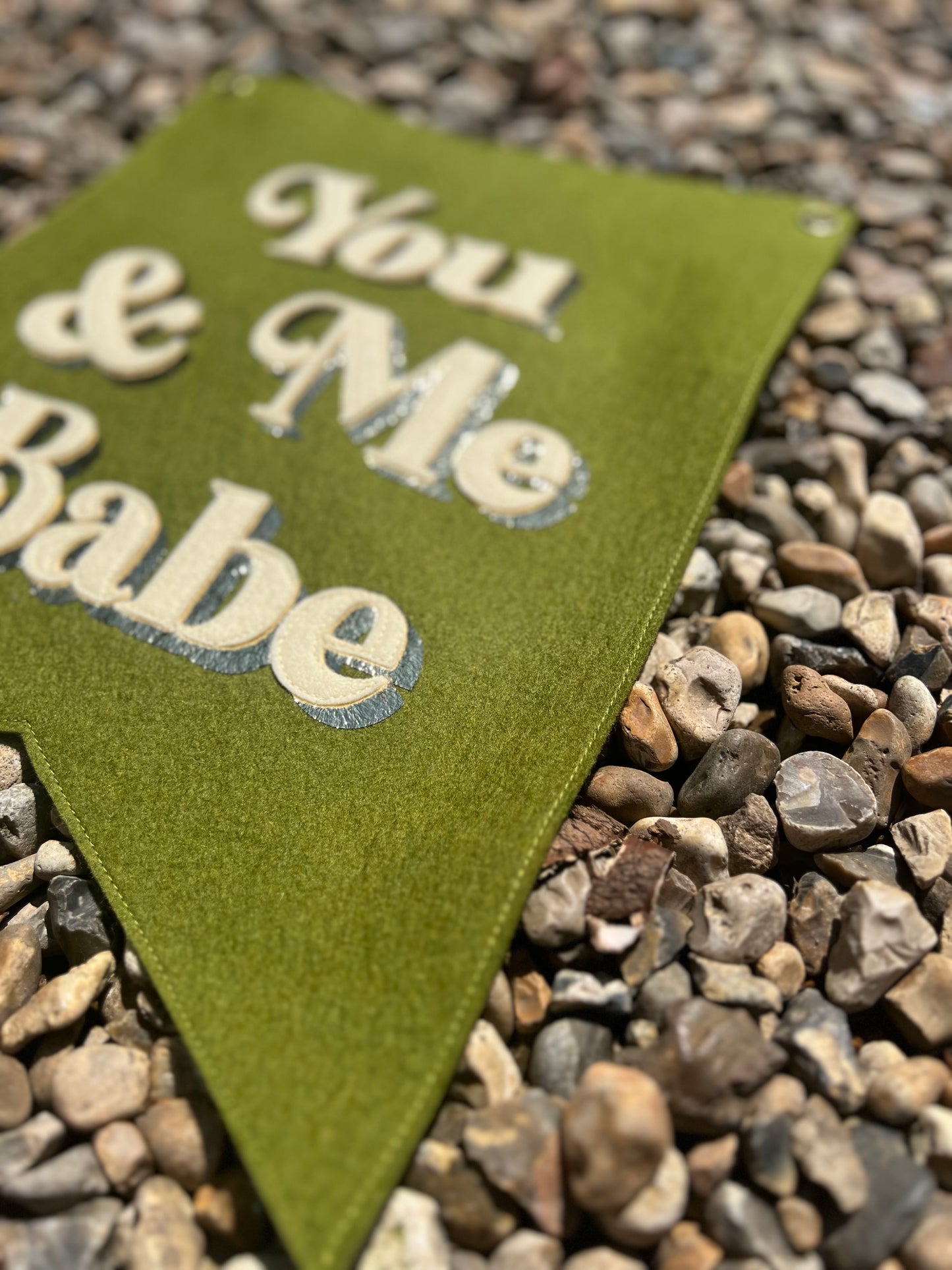 You & Me Babe Green Felt Banner