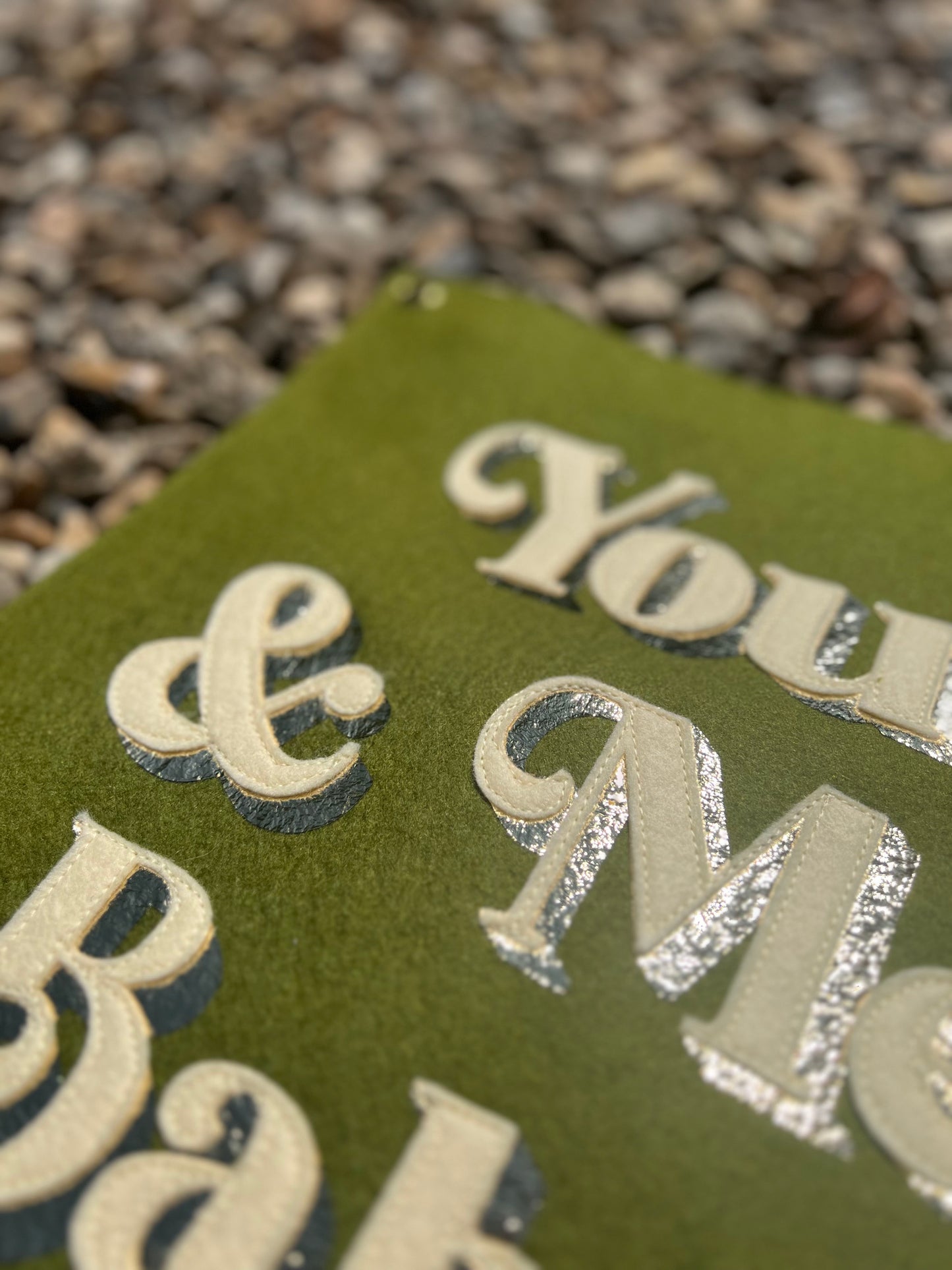 You & Me Babe Green Felt Banner