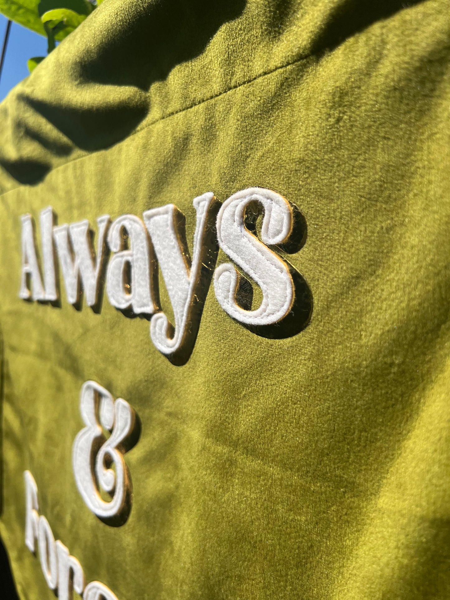 Always & Forever Green & Gold Velvet Banner