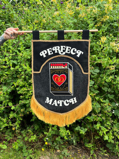 Perfect Match Black Felt Banner