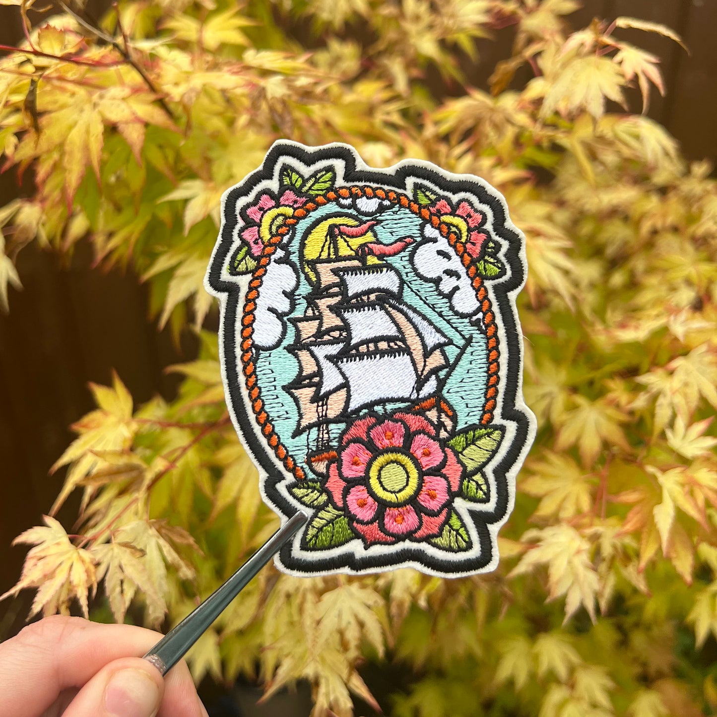 Tattoo Ship Iron On Patch