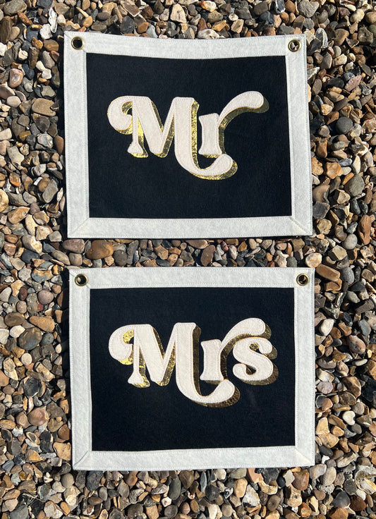 Mr & Mrs Pair of Felt Banners