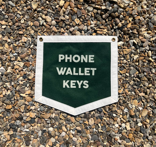 Phone Wallet Keys Dark Green Banner