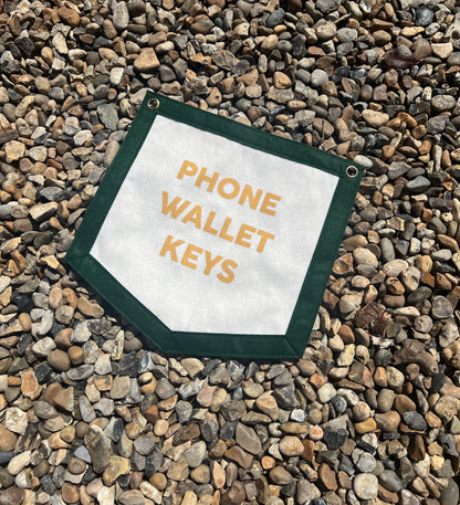 Phone Wallet Keys White & Green Banner