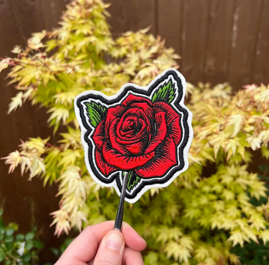 Sketch Rose Iron On Patch