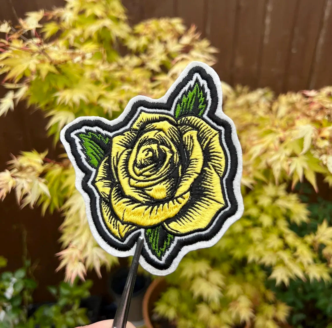 Sketch Rose Iron On Patch