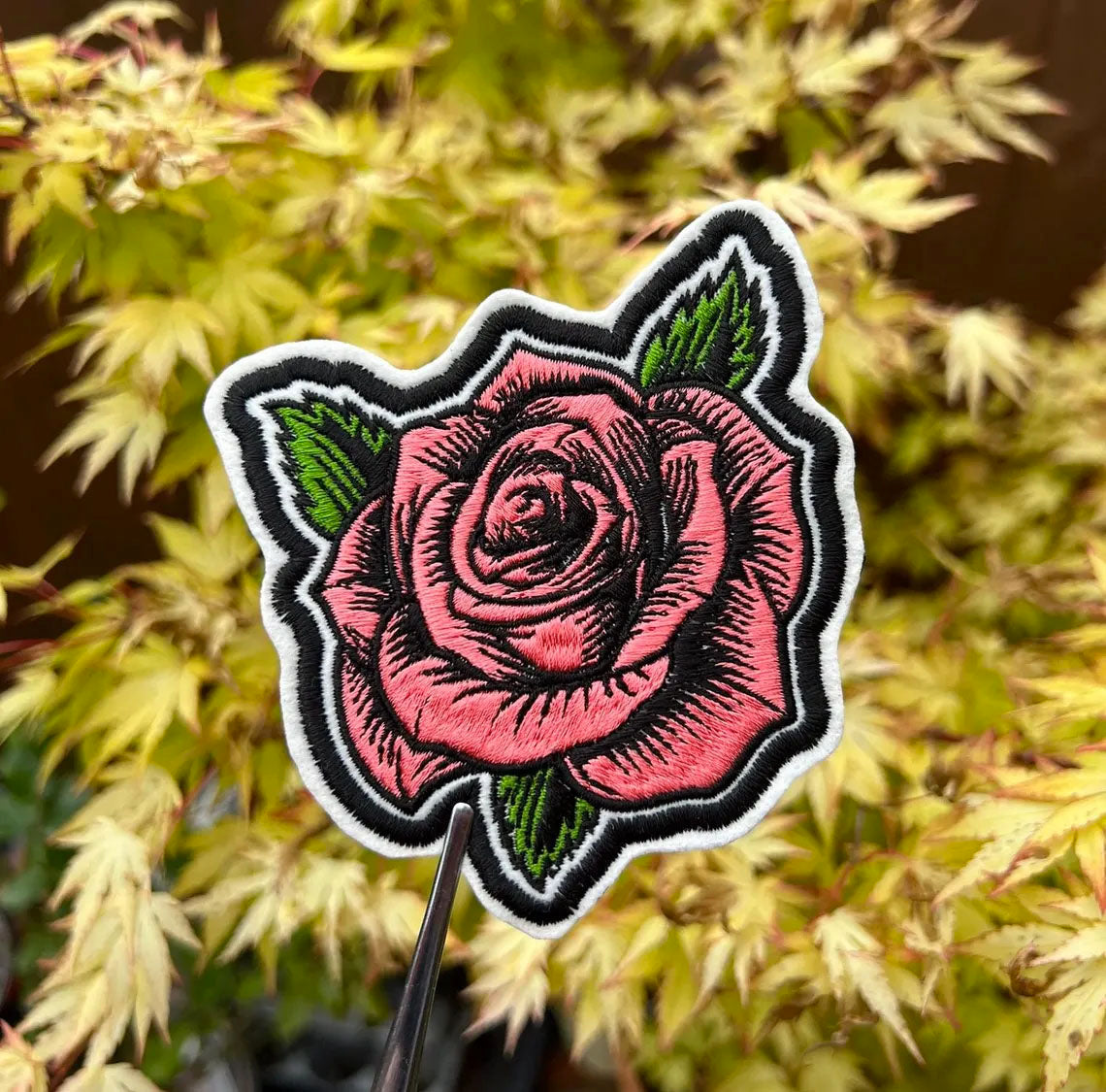 Sketch Rose Iron On Patch