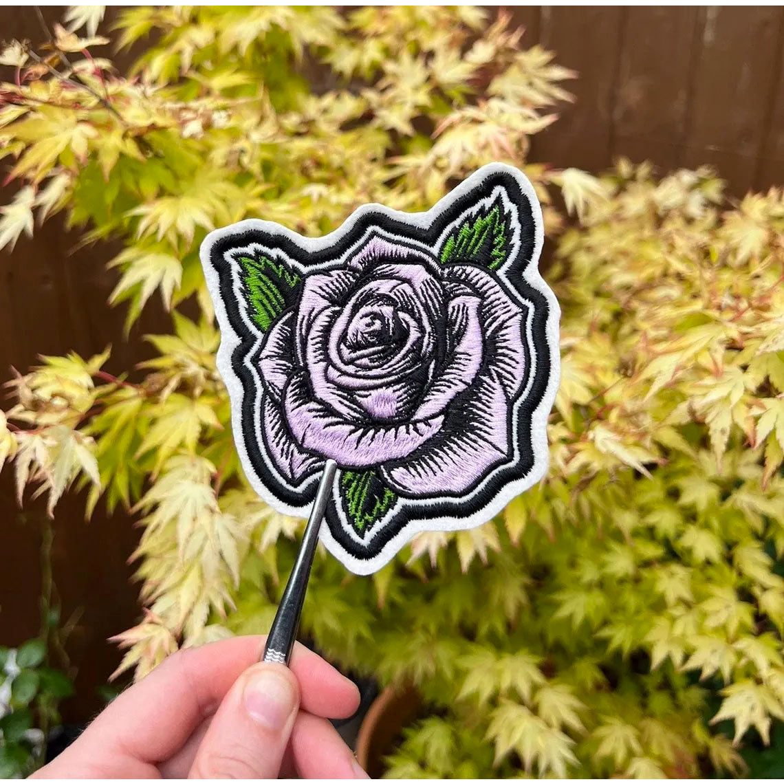 Sketch Rose Iron On Patch