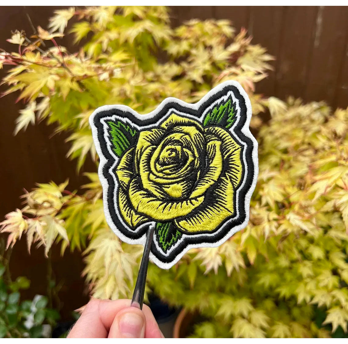 Sketch Rose Iron On Patch